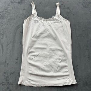Icon Apparel I/A Lace Trim Camisole White Seamless Ribbed Tank Top One Size